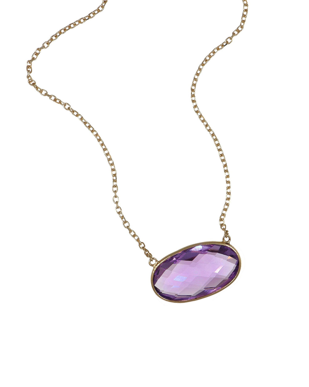 Faceted Oval Amethyst Necklace