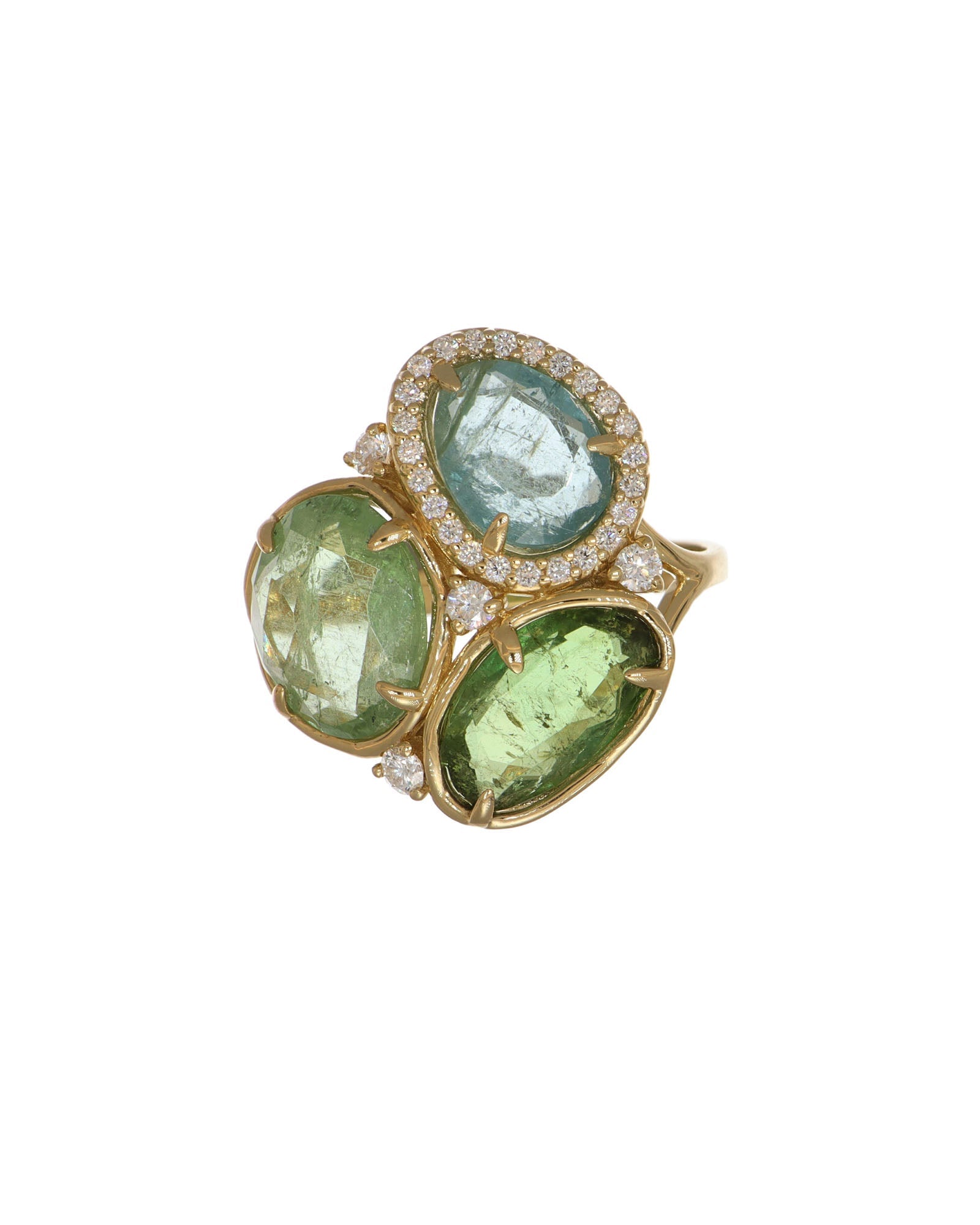 Blue and Green Cluster Ring