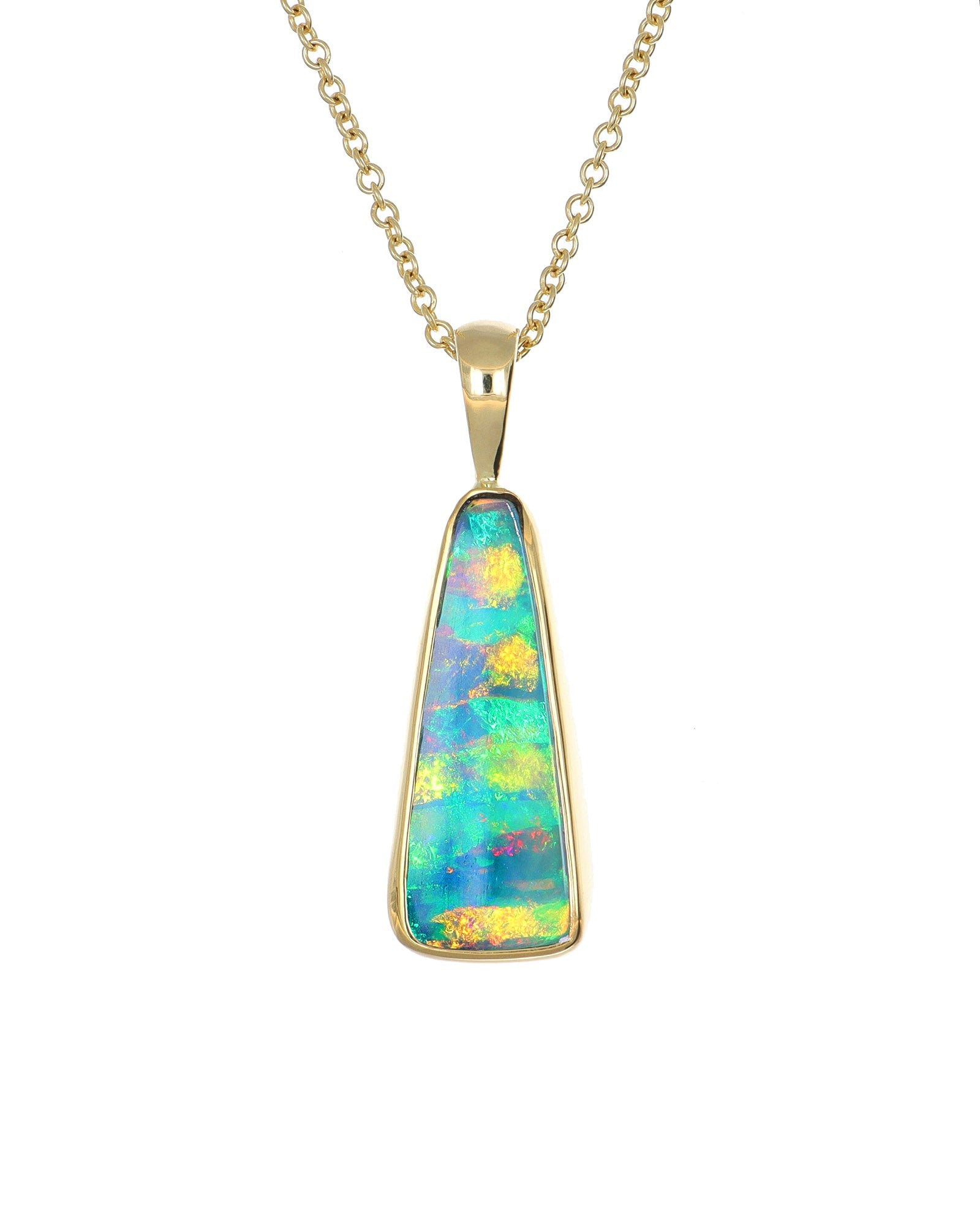 Elongated Trapezoid Opal Pendant