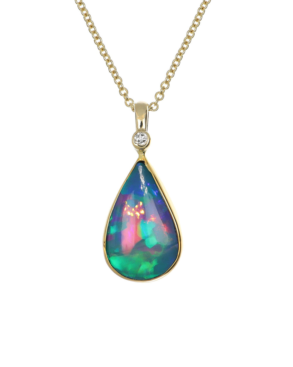 Pear Opal  and Diamond Pendant